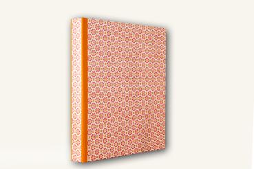 Preview: Ringbuch orange mit stilisierten Blumen